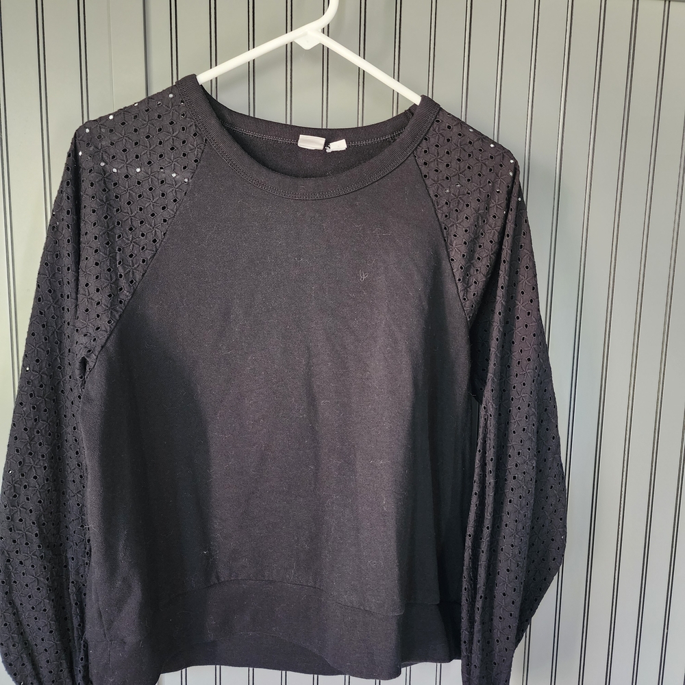GAP Black Eyelet Sleeve Sweatshirt